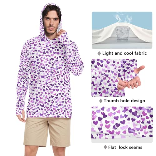 Purple Hearts Day Purple Hearts Sun Shirts Hoodies for Men Long Sleeve Swim Shirts UPF 50+ Farmer Shirt S4
