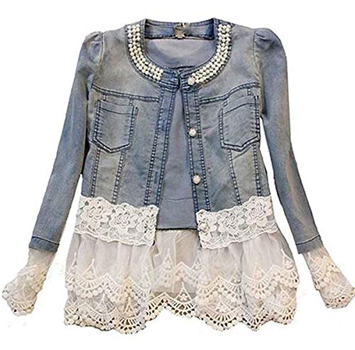 Wamvp Damenmode Jeansjacke Spitze Outwear Cowboy Mantel Jacken Cover