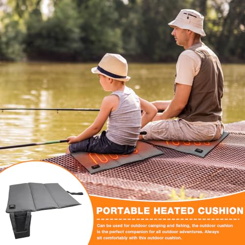 Pengrity Beheiztes Sitzkissen USB, Faltbares Heizkissen Kabellos, Heizkissen Outdoor Tragbares mit 3 Einstellbare Temperatur, Wärmekissen Elektrisch Kabellos für Outdoor und Indoor, Camping Rollstuhl