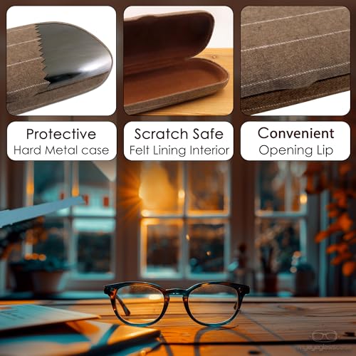 Image of MyEyeglassCase Men Small Glasses case - Eyeglasses Hard Shell Holder Pouch & Cloth-Reading Slim & Narrow Case Heavy Duty