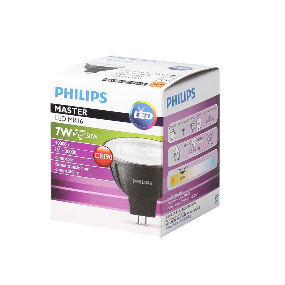 Philips Master LED MR16 7W 36D 3000K GU5.3 Dimmable : Amazon.com