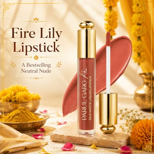Image of Parul Garg Beauty Haldi Celebration Gift Pack | Festive Makeup Gift Set with Fire Lily Silk Matte Liquid Lipstick, Kajal, Utsav Bindi Patta with Basanti Yellow Potli for Women