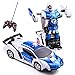 Highttoy Coche Transformador de Control Remoto,Coche de Juguete de la Policía Regalos para Niños 3-12 Años Coche Teledirigido Robot de Rotación de 360° Juguetes Transformers para Niños Niñas Blanco