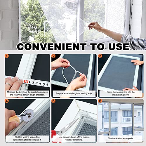 Tanstic 7Pcs Window Screen Mesh And Screen Door Repair Tools Kit, 47''W X 98''L Fiberglass Screen Door Replacement Mesh With Spline Rolling Tool And Screen Retainer Spline (Black) #TOP4