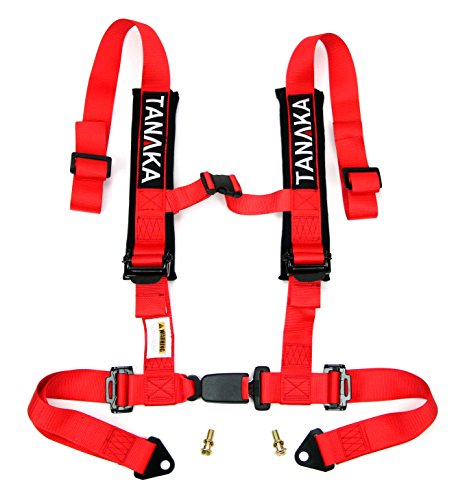 Tanaka Phantom Series Buckle 4 Point Safety Harness Set with Ultra Comfort Heavy Duty Shoulder Pads (Red)