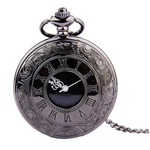 PartyKindom 1Pc Retro Classic Dual Display Roman Numerals Pocket Watch Steampunk Design with Thin Chain Vintage Antique Style for Men and Women