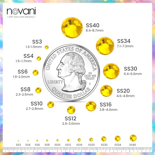 Image of Novani Crystal Rhinestones, Flatback Loose Gemstones 1440pcs Glass Rhinestones for Clothes Shoes Crafts Makeup Nail Art and DIY Decorations(SS6, Citrine)