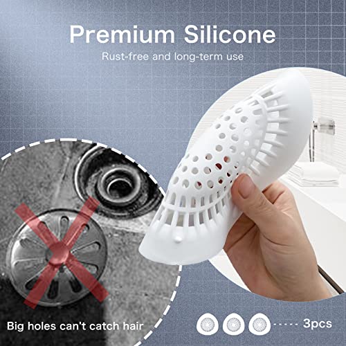 Tapón recolector de cabello para drenaje de ducha en silicona 3 unidades miniatura 3