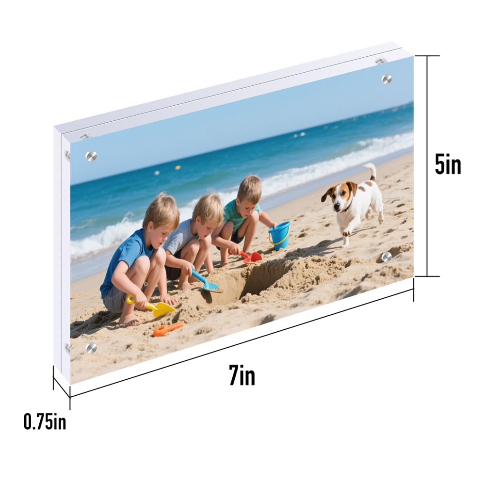 Lapeno Acrylic Fotolijsten, 7,5 x 15 cm, houder en fotolijst, wandmontage, bureauscherm, met geschenkverpakking, transparante 6 mm dikke fotolijst voor thuiskantoorgeheugen