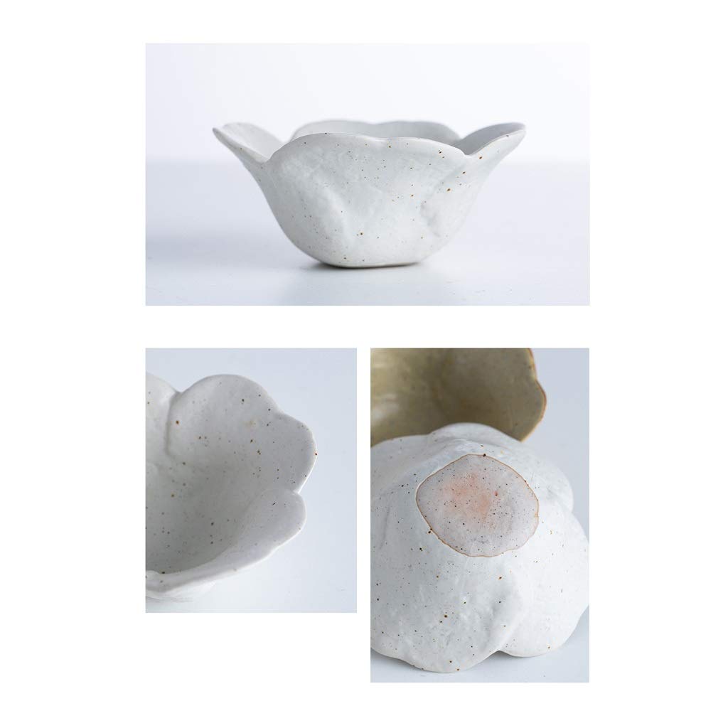 Ceramiczny zestaw misek do sałatek ze sztućcami i talerzem przyprawowym talerz na przekąski w kształcie kwiatu do zanurzania przypraw E Zastawa stołowa do przystawek i małych misek, jeden kolor E