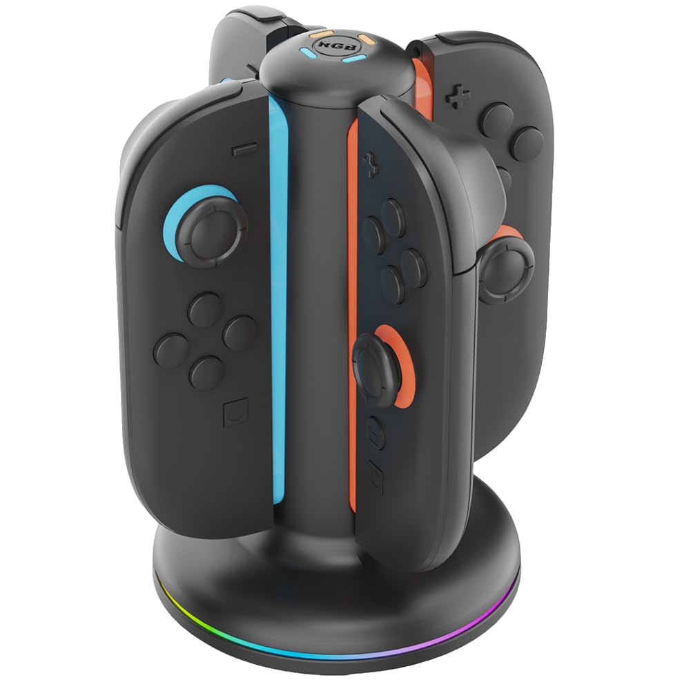 Caricatore 4 in 1 per Switch Stazione di Casa Magnetica con LED Supporto Joy-Con e Accessori