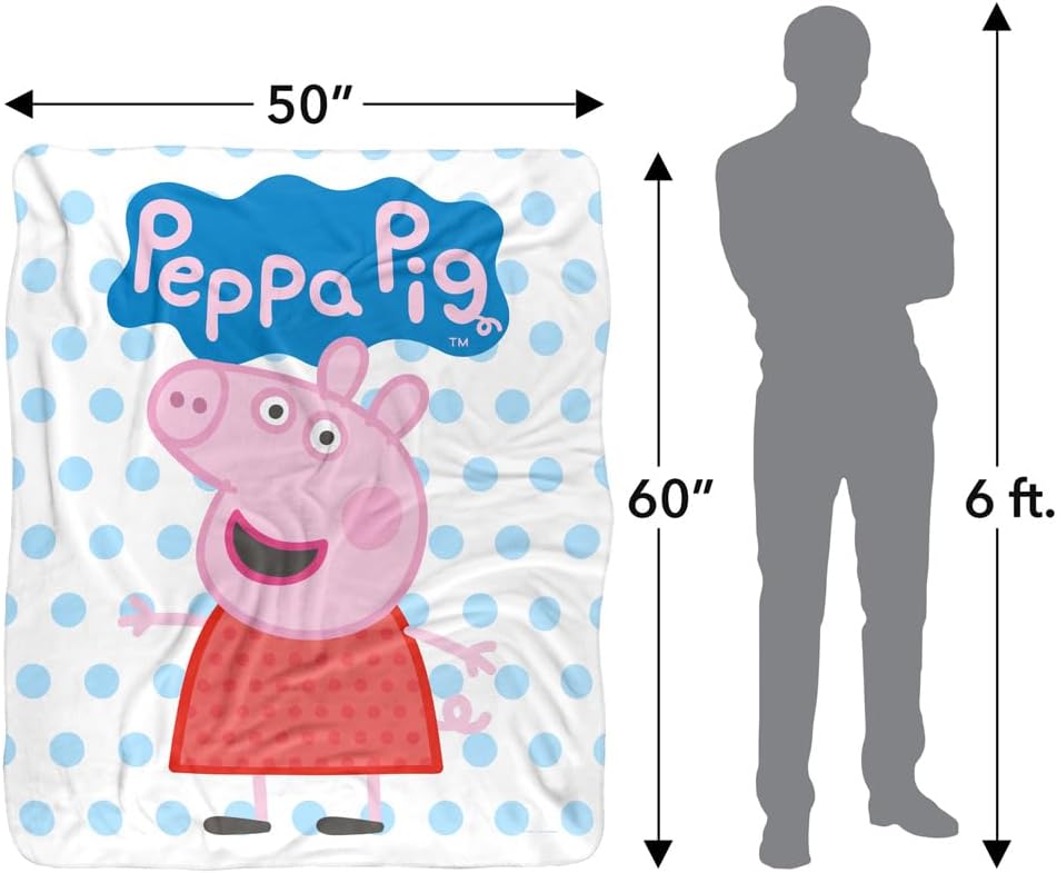 Peppa Pig Blanket, 50"x60" Peppa and Logo Silky Touch Sherpa Back Super Soft Throw Blanket