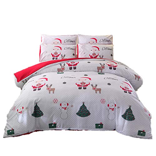 CHAOSE Juego de Sábanas Navidad Funda Nórdica de Algodón y poliést