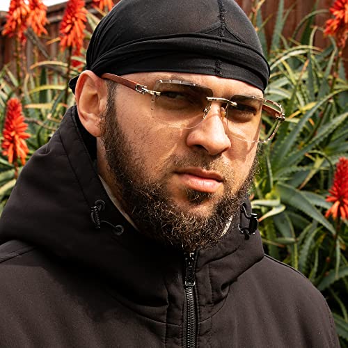 Square Silver Metal Frame Gem Cut Rimless Trendy Mint Green Gradient Tint Unisex Sun Glasses Men's Retro 90's Hip Hop Woodgrain Rectangle Frameless Diamond Cut Lens Wood ArmShades Sunglasses4