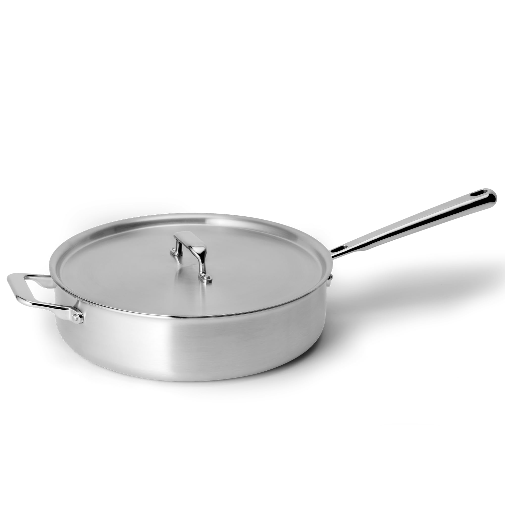 Misen 5-Ply Stainless Steel Sauté Pan with Lid - Versatile, Durable, Dishwasher and Oven Safe - Even Heating, Ergonoic Stay-Cool Handle - For Searing, Braising, and More - 3 QT
