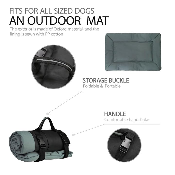 JIAMIAN Hundedecke für Unterwegs, Hundedecke für Faltbar, Hundedecke Wasserdicht, Orthopädisches Hundebett, Indoor und Outdoor, Große und mittlere Hunde (Grau)
