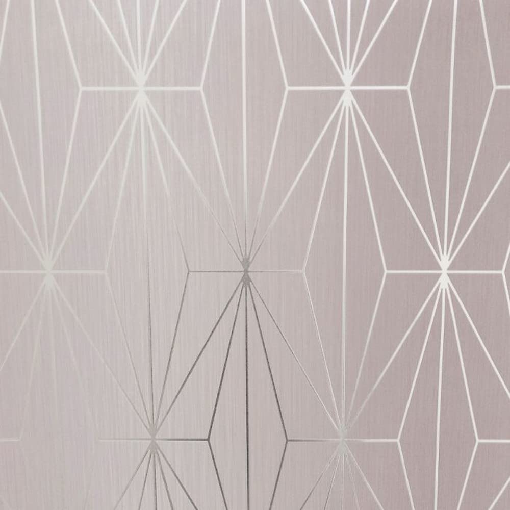 Muriva - Wallpaper - Geometric - Blush - Silver
