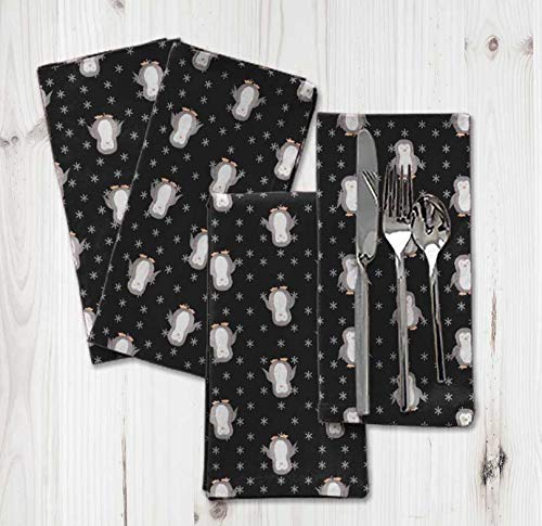 Serviette imprimé aquarelle pingouin coton S4Sassy linge de table