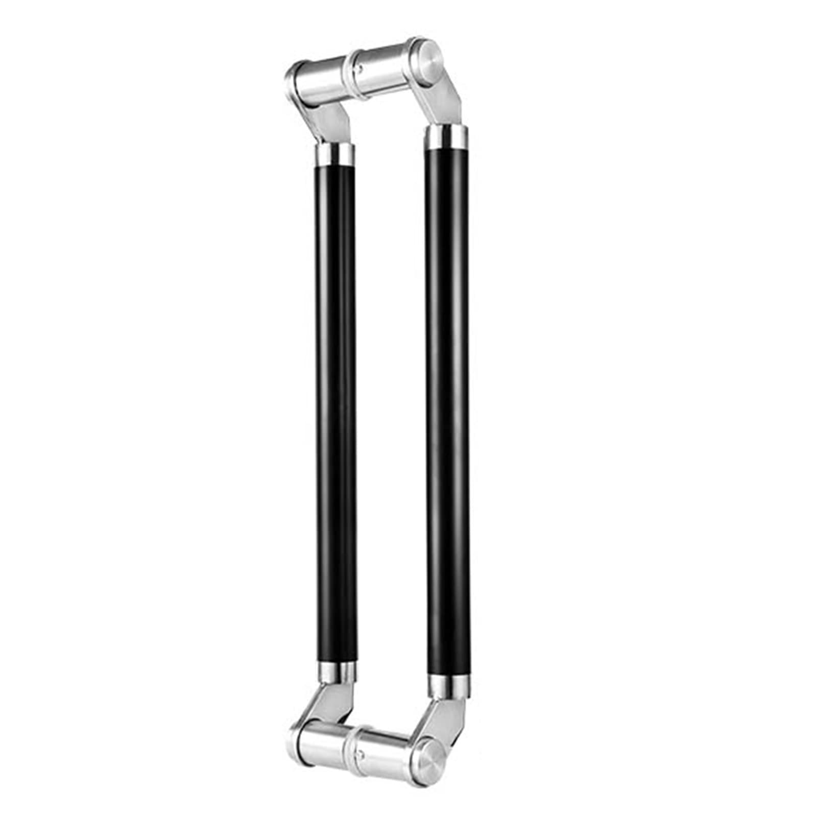 CWCQGH Modern Entry Door Handle Stainless Steel Barn Door Handle, Solid Push Pull Door Handles Hardware Set, Round Glass Gate Handle for Garages/Sheds/Office,Black-100cm/39.4in - 96cm