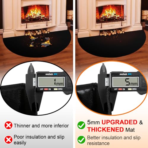 24'' x 42'' Upgraded Thickened Fireplace Mat, Half Round Fire Resistant Mat, Fireproof Rug Retardant Hearth Pad for Fireplace Wood Stove, Protect Floor from Sparks Embers Indoor Outdoor - Image 2