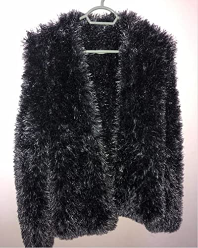 Image of Eyelash Fun Fur Yarn Premium 100% Polyester 164 Yds (150 Mt), 3.53 Oz (100 Gr) Colorful Crochet Yarn Dıy Hand Knitting. (Black White, 1 Skein)