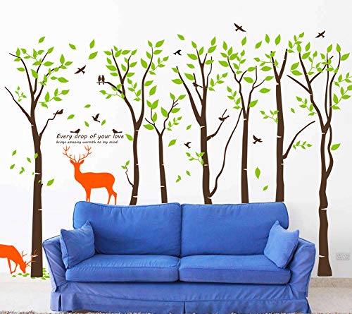 Wall Decor -7 Jungle Tree Wall Stickers for Kids' Room Living Room Art Woodland Nursery Decor for Classroom Playroom Decor, 83x118