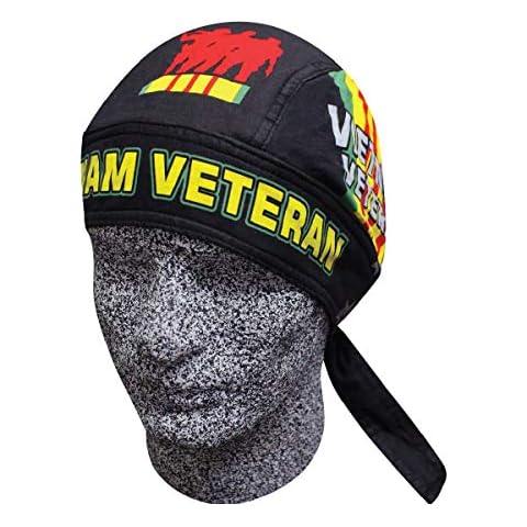 Hiphopville Yellow, Black, Red Vietnam Veteran Black Skull Cap Hat Bandana Cover