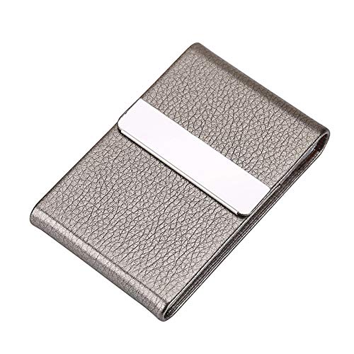 AKDSteel Business Card Holder Portable Men's Metal Leather Business Card Case Business Supplies Metal Business Card Holder Business Card Case Product, Used for Commercial ID Card Storage Gray 055#