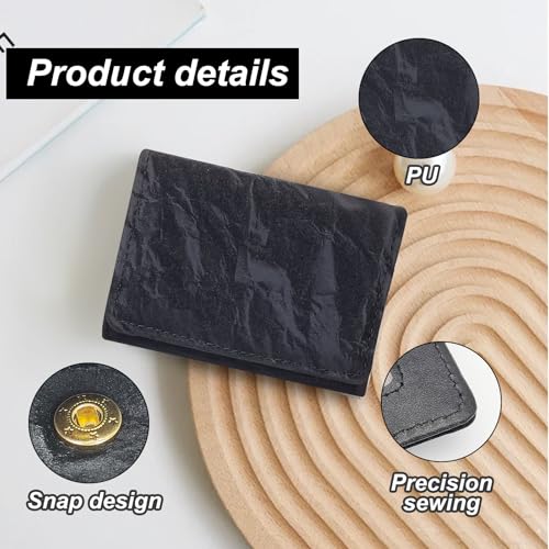 Women Wallet, Trifold Small Wallet for Womens, Compact Credit Card Holder Coin Purse Wallets with Button Snap for Dairy Use(Black)4