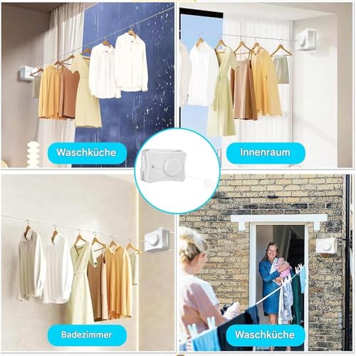 Fil à linge rétractable discret pour étendre le linge en appartement - 5