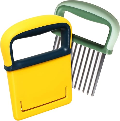 YGDZ Cortador ondulado y arrugado, cuchillo ondulado de acero inoxidable, herramienta de corte arrugado para verduras, paquete de dos