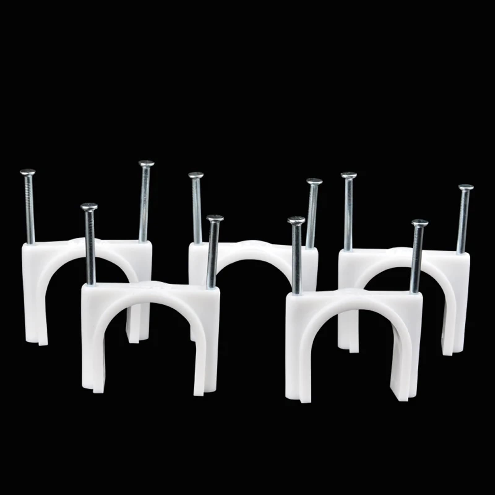 Abrazadera de Cable Clips de Cable Redondo de Doble Clavo, gestión de 30/32/35/40/50mm, Soporte de Amarre de Cable eléctrico, Clavo de Pared Circular for Escalar Plantas, Color Negro(30mm)