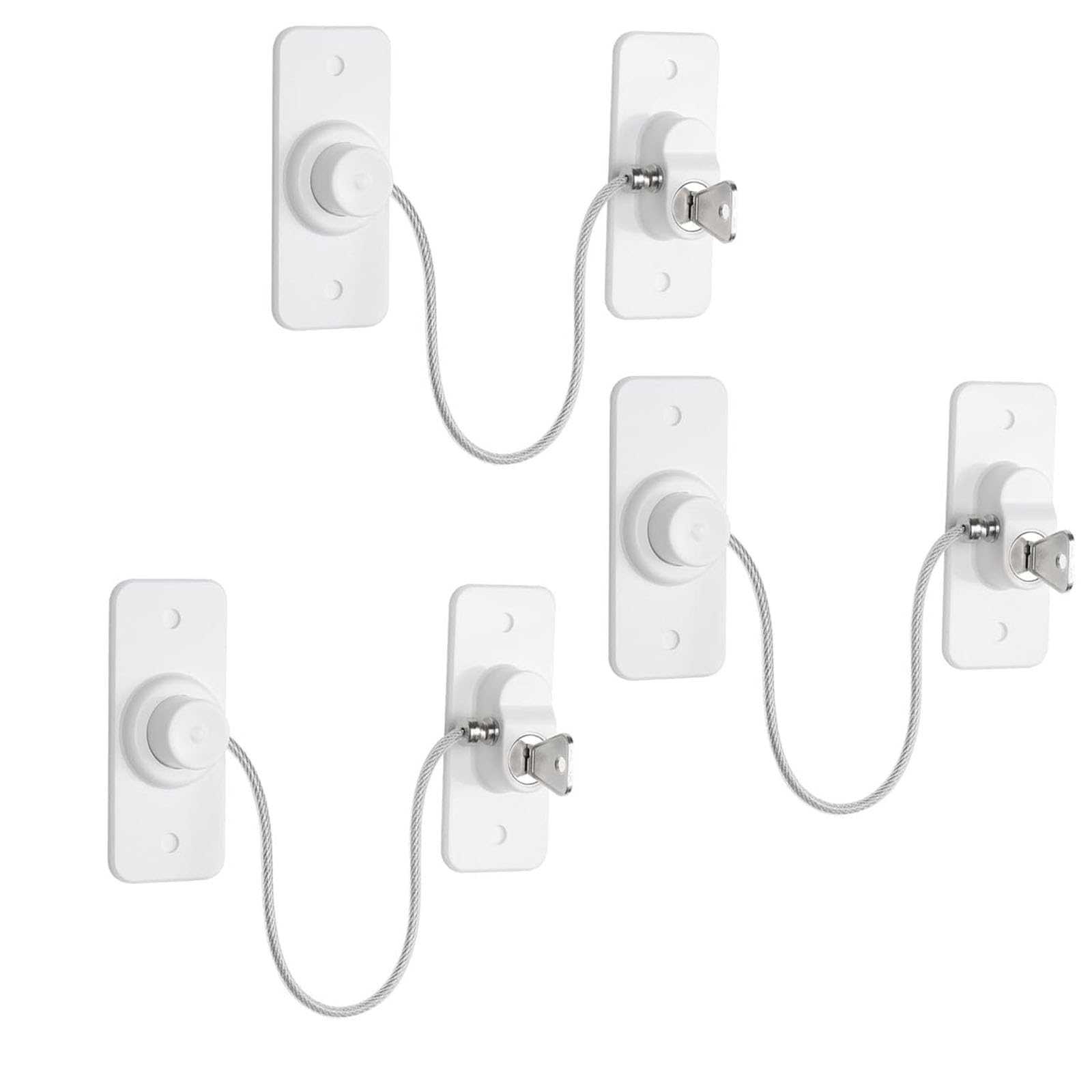 Flosfjylo White 3 Pcs Window Locks For Upvc Windows, Adhesive No Drilling Window Restrictor With Key, Pet Window Safety Locks For Childproof, Easy To Install