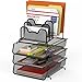 Simple Houseware 3-Tier Stackable Desk Organizer with 5 Compartments - Letter Tray and Step File Sorter, Black