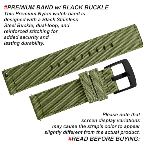 Image of DBLACK ''ENMA'' Nylon Quick Release Watch Strap, Boxy Design, Matte Finish, Nylon Watch Band / / For 20mm, 22mm, or 24mm Watch Belt (Choose Your Size & Color)