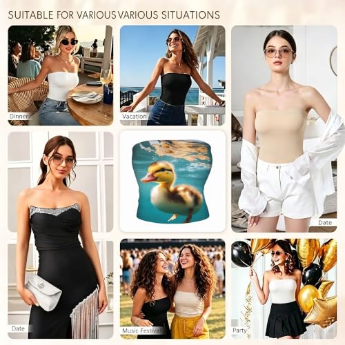 Top Banda Sin Tirantes Con Estampado De Patito Para Natación Subacuática miniatura 6