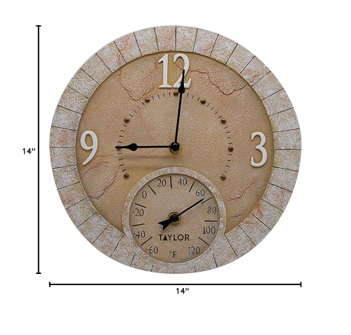 Taylor 92682T Terra Cotta Poly Resin Indoor And Outdoor Clock And Thermometer thumb #8