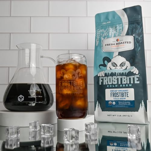 Image of Fresh Roasted Coffee, Organic Decaf Frostbite Cold Brew Whole Bean Coffee, Medium Roast, USDA Organic, 3rd Party Tested for Mold, Mycotoxin & Pesticides, Kosher, 2 lb (32 oz)