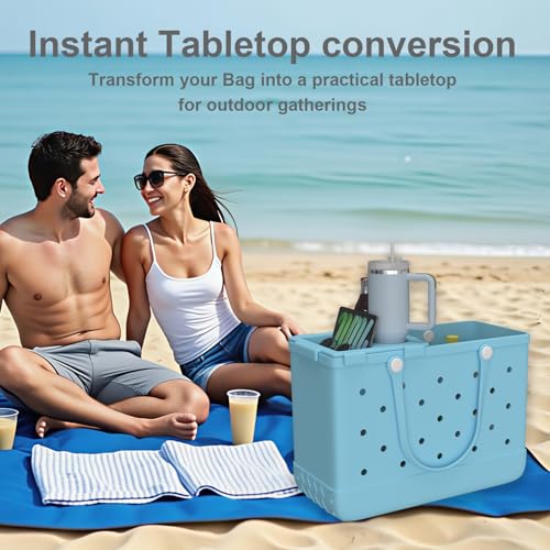 Top Cup Holder Tray Accessory for Bogg Bag X-Large - Fit for Stanley Cup - Waterproof EVA Storage Lid with Cup Holders, Pool & Picnic Accessories (Blue)2