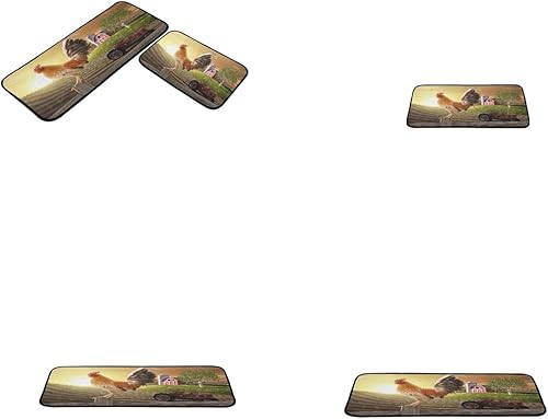 Miniatura 4 de Juego de 2 alfombras y tapetes de cocina de gallo de granja, antideslizantes, lavables, juego de 2 para cocina, hogar, decoración de lavandería