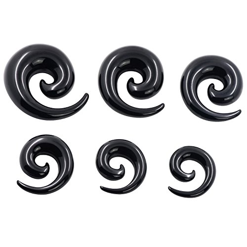 Oyaface 36 Pcs Big Gauges Acrylic Tapers Plugs Spiral Set Ear Stretching Plugs Kit 00G-3/4 Black #TOP2
