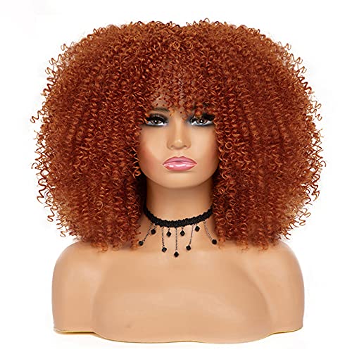 Curly Wigs for Black Women - Afro Wig (14 Inch, ginger orange)
