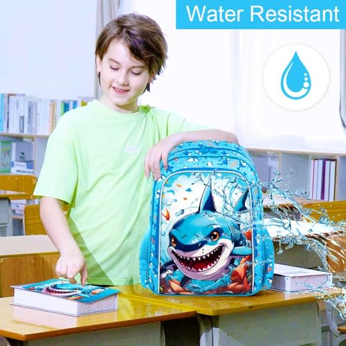 Image of 3PCS Dinosaur Backpack for Boys, 16 Inch Kids Water Resistant Preschool Elementary Kindergarten Bookbags and Lunch Box | Kids