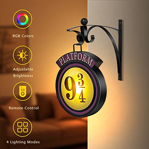 Dekeliy Platform 9 3/4 Sign Night Light Remote Control Metal Wall Hanging Lamp Room Decor Wall Lights 16 Colors Change Decor Lamp Great Gift For Movie Lovers #TOP5