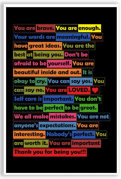 You Are Brave - You Are Enough - Positive Uplifting Motivational Inspirational Poster - For Office, Classroom, Therapy - 12 x 18 Inch - Made in USA CPS021