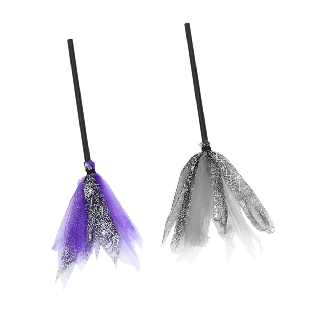 FOMIYES 2pcs Witch Broom Halloween Broomstick Ornament Decor Halloween Decor Prop Witch Costume Flying Broom Stick Masquerade Party Decorations Toy for The Witch Child Plastic Make up