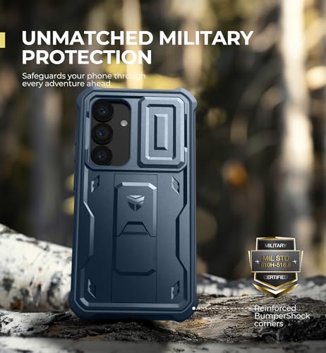 Image of Dexnor for Samsung Galaxy S25 Case with Built-in Slide Camera Cover & Screen Protector & Kickstand,Heavy-Duty Shockproof Rugged Case Full-Body Bumper Protective Cover for Galaxy S25(2025),Navy Blue
