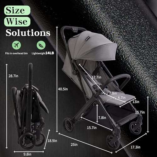 Image of Baby Stroller, 2-in-1 Lightweight UmbrellaTravel Stroller with Automatic Fold, Compact with Basket for Airplane Walking