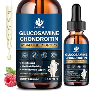 JIANKYTZ (2 Pack) Glucosamine Chondroitin MSM Liquid Drops, High Absorption, Antioxidant, Immune, Bone Support, MSM Supplement for Men & Women, Vegan, Sugar-Free, Raspberry Flavor, 1 Fl Oz