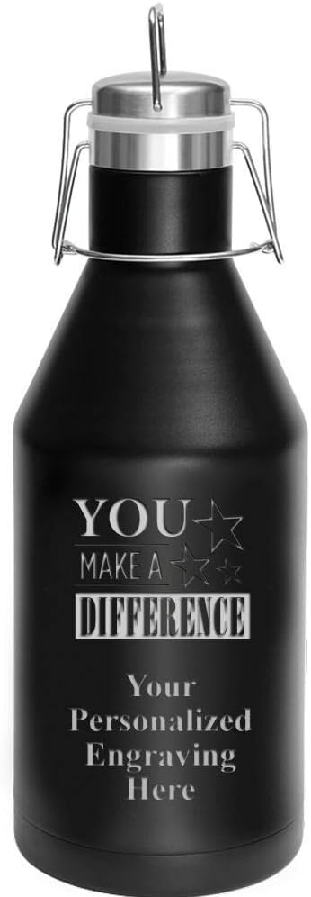 Recognition Gifts Growler, 64 oz Custom You Make A Difference Stainless Steel Growler, Engraving Included